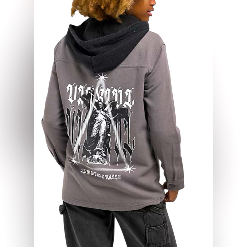 Vitriol Sterling Grey Hooded Woven Long Sleeve Shirt